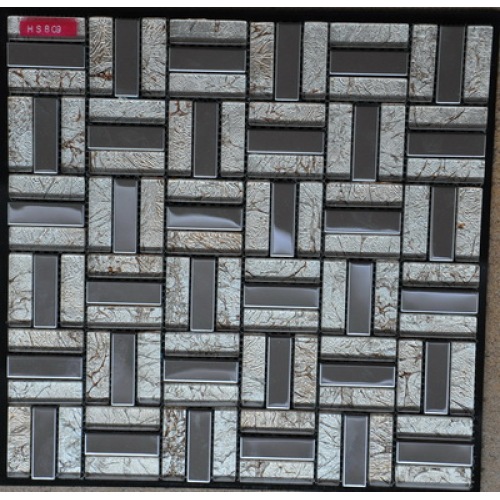 Stainless Steel And White Foil Glass Mosaic