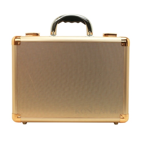 Portable vanity rose-gold makeup station case with lights