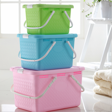 Korean creative home portable storage basket with lid/Picnic fruit baskets/Finishing Storage Box