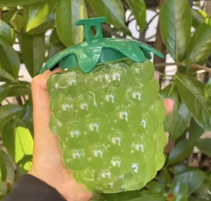 Grape-Shaped 500ml PET Plastic Juice Bottle with Leaf Lid