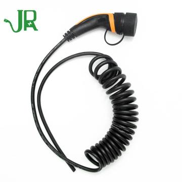 22kw IEC62196 3Phase 32amp Type2 Tethered Spiral Cable