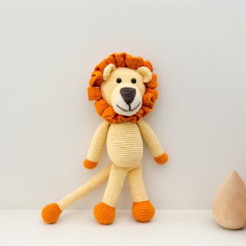 Handmade crochet amigurumi lion toy