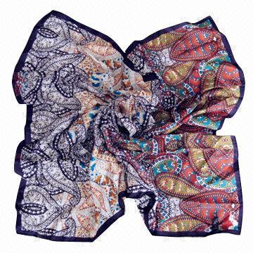 100% Silk Scarf with Printing, Made of Silk, Customized Designs are Accepted