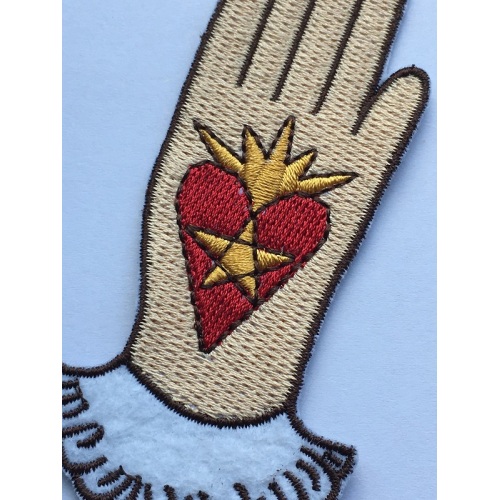 customized love in hand embroidery patch for clothes