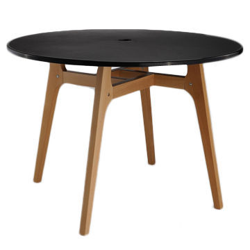 Outdoor Plastic Table, ABS Top and Beech Wood Legs, Measure 100 x 100 x 71cm