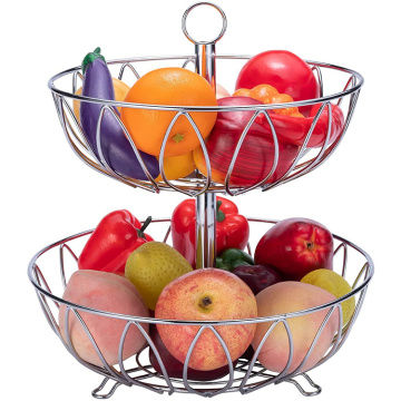 Stainless steel 2 tier fruit vegetable basket