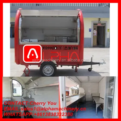 Mobile Pizza Food Cart with Refrigerator for Sale