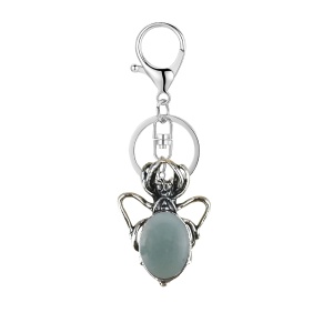 Amazonalite 13X18mm Cabs Antique Silver Alloy Spider Pendant Keychain