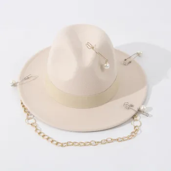 2025 New Fedora Hats with Metal Chain Decor for Autumn Winter Parties