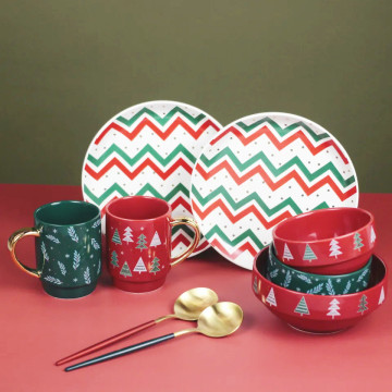Set di stoviglie di Natale in porcellana 9 pezzi - Cena in ceramica di lusso per un ristorante o per uso domestico