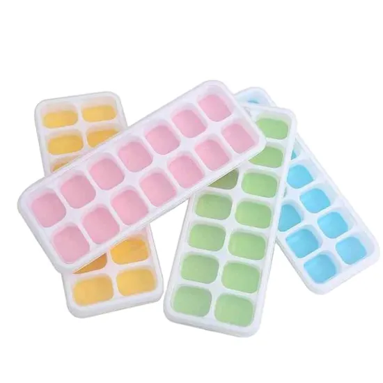 2023 Durable Pink Color Jelly Mini Ice Cube Tray with Lid - Fullstar 14 Cavities Silicone Ice Cube Tray
