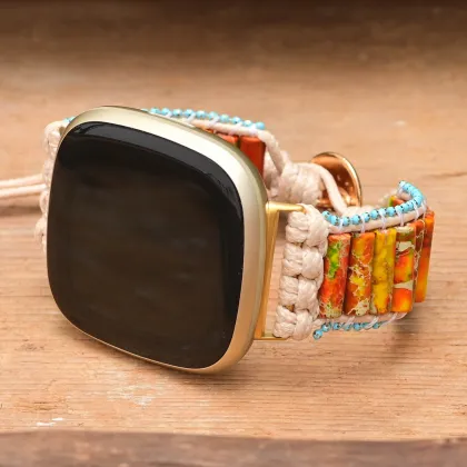 Natural Turquoise Bohemian Style Retro Jewelry Bracelet Watch Band for Fitbit Versa 3 2 1