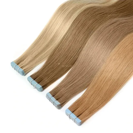 Raw virgin remy 100% European human hair Adhesive tape-ins Weft Seamless Extensions Cuticle Remy  tape hair extensions