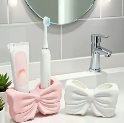 Bow‑shaped Ceramic Toothpaste Toothbrush Holder