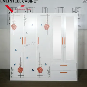 Modern Metal 5-Door Wardrobe: Printing Steel Iron Closet Almirah