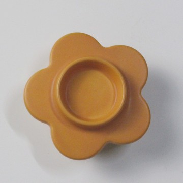 Cute Orange Round Ceramic Logo Candle Holders with Flower Designs for Home, Wedding, and Festival Decor