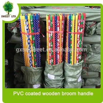 Wholesale PVC caoted wood broom stick with cap