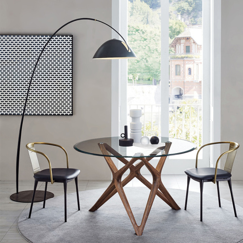 Unique Design Simplistic Dining Room Design High End Tempered Glass Round Dining Tables Supplier