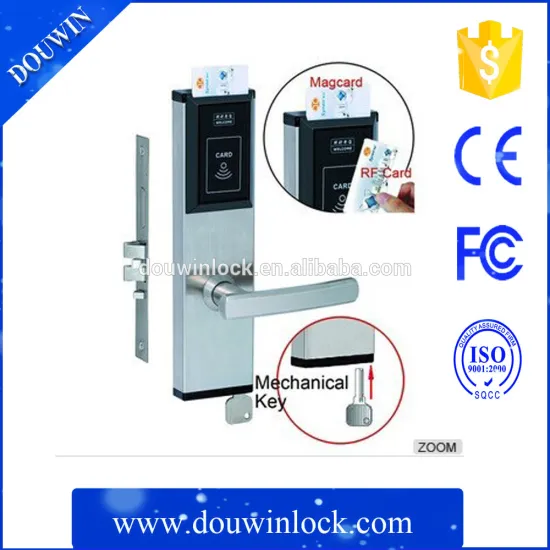 Security RFID Hotel Card lock with chrome finish