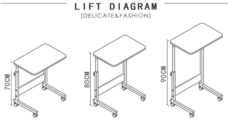 Adjustable Height Wooden Side Table