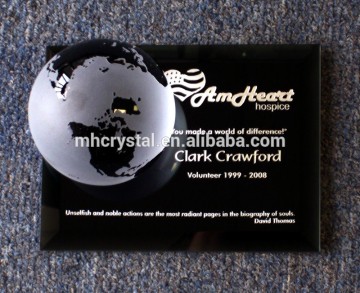 clear Globe Crystal Award on black base MH-8156