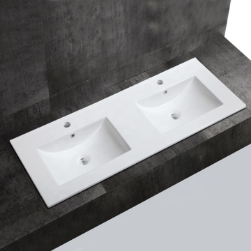 Double Lavatory Ceramic Cabinet Wash Basin - 120cm Double Sink Vanity