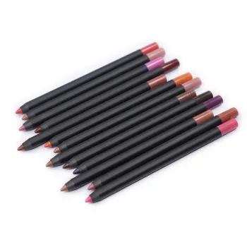 Custom Logo Vegan Lip Liner, 13 Colors Waterproof Velvet Matte Pencil (Brown/Black)