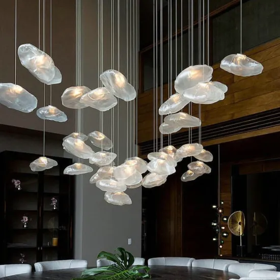 Glass Cloud Pendant Light for Exhibition Hall and Loft Duplex Staircase