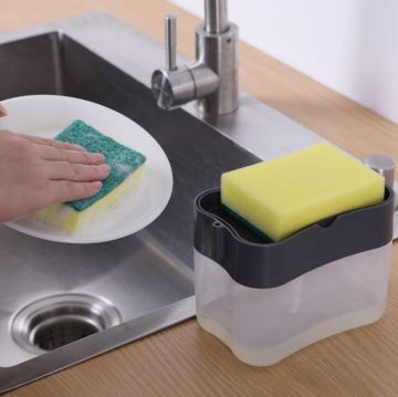 Hot Creative Bathroom Kitchen Soap Dispenser & Sponge Holder 2 in 1 Manual Press Soap Dispenser