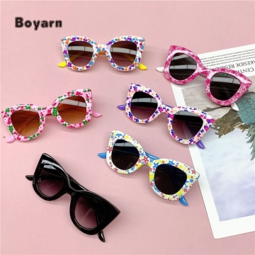 Colorful Square Boy Girl Outdoor Shades - Boyarn Flower Cat Eye Sunglasses Factory