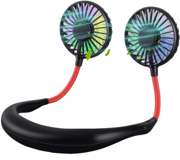 Portable USB Rechargeable Mini Neck Fan: 3 Wind Speeds, 360 Rotation, 6 Blades, with Lights - Ideal for Sports and Kitchen