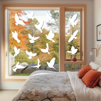 Anti-Collision White Hummingbird Window Sticker - Warning Bird Static Glass Sticker