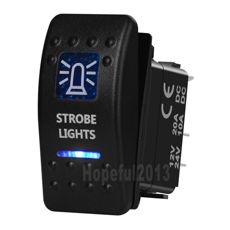 STROBE LIGHTS 5 pin ON/OFF Rocker Switch SPST Blue Led 12V 24V for ARB Carling NARVA style Replacement Marine Grade