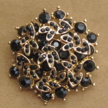 black crystal vintage jewel brooches