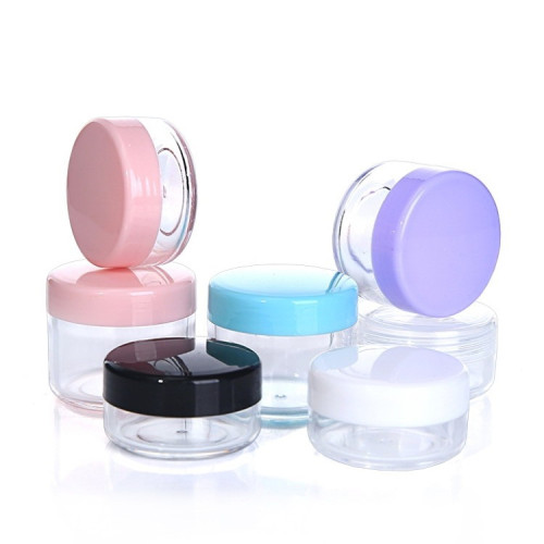 Mini frasco de muestra cosmética de plástico con tapa de color