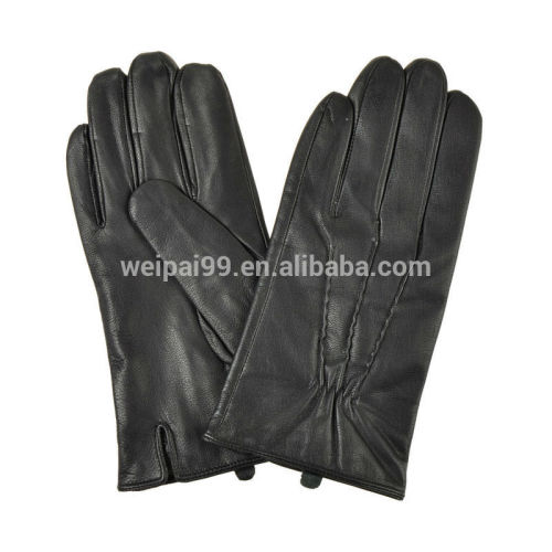 Simple rough men black goatskin leather gloves