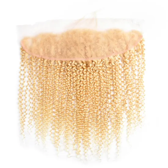 Allrun factory wholesale good quality mongolian kinky curly hair 613 lace closure frontal