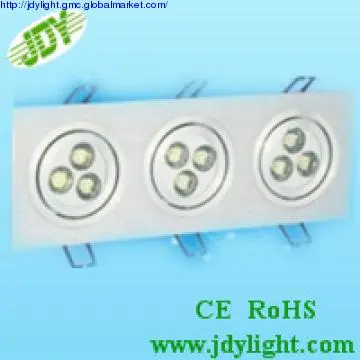 Recessed aluminum  9W  LED rectangular downlight