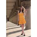 Women's Mustard Sleeveless Fit And Flare Dress