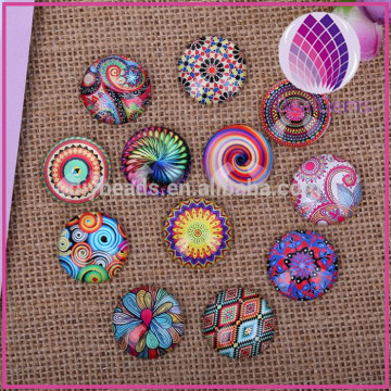Mixed color round clear glass cabochon with various pictures