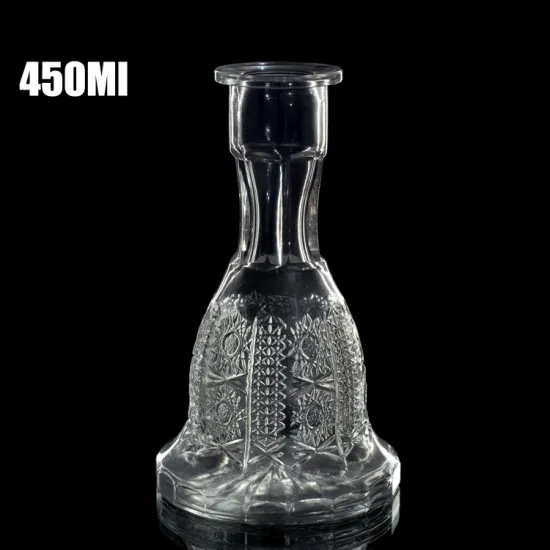 Wholesale embossed clear glass hookah bottle 450ml made in China