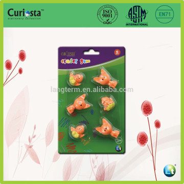 6pcs cute animal shape TPR eraser