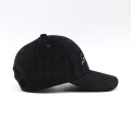 Casquette de baseball en velours noir brodé noir