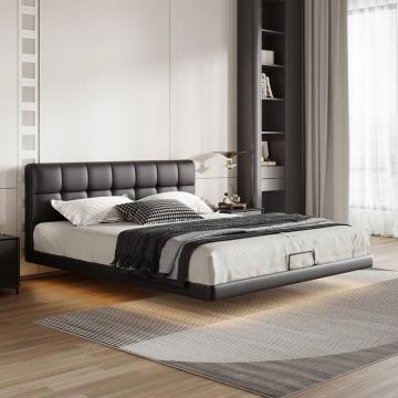 Floating Platform Bed Frame with LED Light