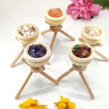 Wooden Three-legged Elevated Aromatherapy Oil Diffuser with Crystal Chips
