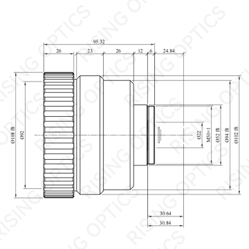 Infrarotlinse Apertur F2.0 50 mm Fokus Länge Zns AR-Beschichtung für 640 x 512-15um Detektor