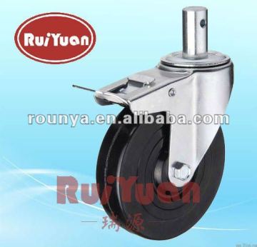 Hard Rubber Stem double brake Standard industrial casters wheels