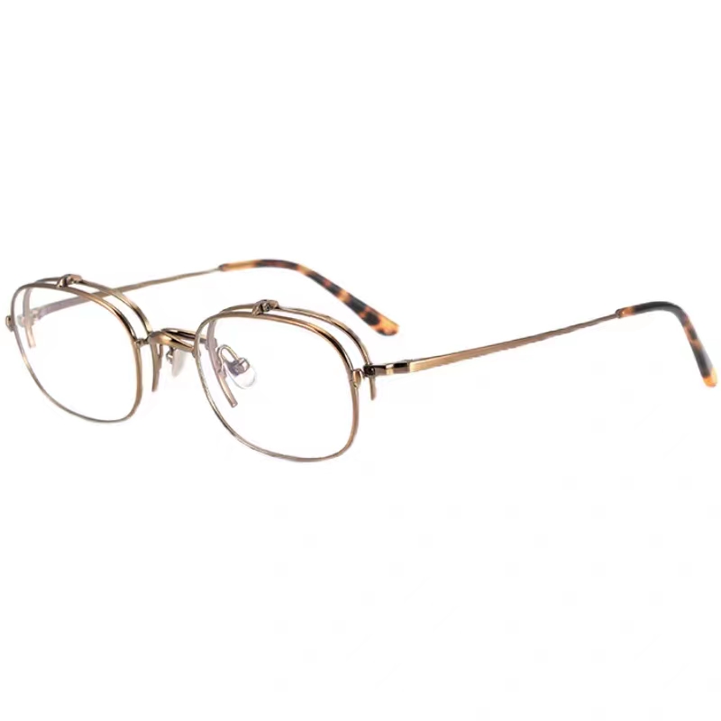 Tortoise Shell Titanium Frame Rectangle Designer Glasses