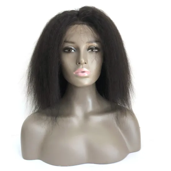 5x5 Virgin Lace Closure Wigs: Natural Color Stock for African American Kinky Straight Hair and Relaxed Textures