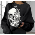 Frauen Crewneck Sweatshirt Skull Grafik Sweatshirt